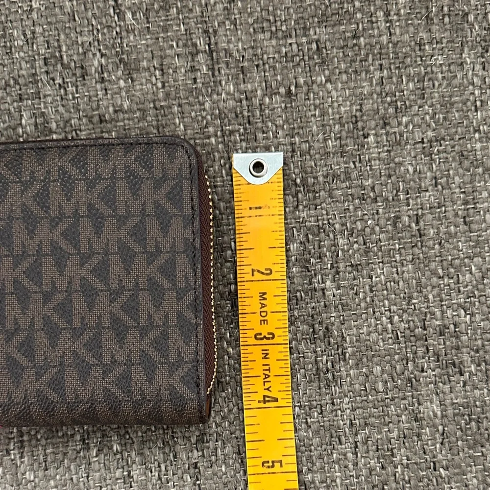 Michael Kors Large Logo Stripe Continental Zip Electric Pink Clutch Wristlet